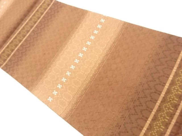JAPANESE KIMONO / UNUSED ZENTSU FUKURO OBI / WOVEN GEOMETRIC PATTERN 